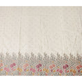 Ivory Floral Botanical Border Voile 140cm India