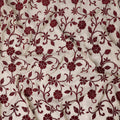 White Burgundy Floral Embroidered Cotton Voile 110cm