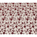 White Burgundy Floral Embroidered Cotton Voile 110cm