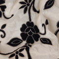 White Black Floral Embroidered Cotton Voile 110cm