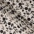 White Black Floral Embroidered Cotton Voile 110cm