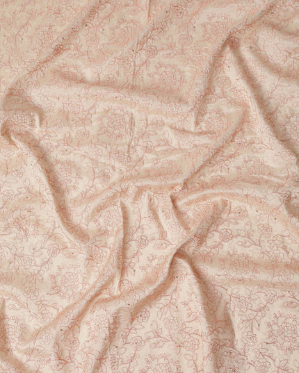 Blush Peach Pink Floral Embroidered Voile 110cm