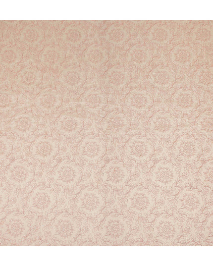 Blush Peach Pink Floral Embroidered Voile 110cm