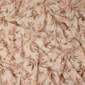 Peach Ivory Brown Botanical Embroidered Voile 110cm