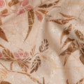 Peach Ivory Brown Botanical Embroidered Voile 110cm