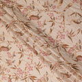 Peach Ivory Brown Botanical Embroidered Voile 110cm