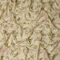 Beige Botanical Floral Embroidered Cotton Voile 110cm