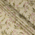 Beige Botanical Floral Embroidered Cotton Voile 110cm