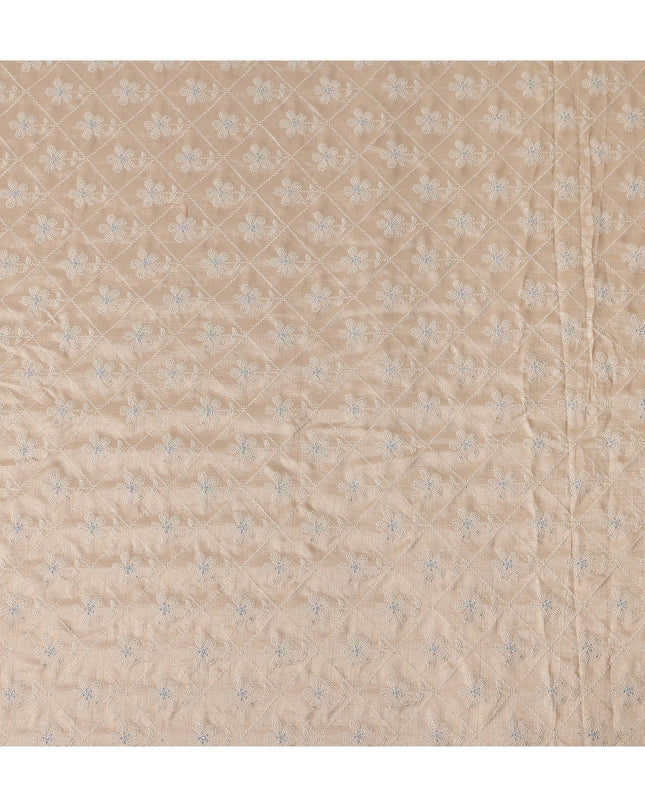 Peach Pink Silver Diamond Embroidered Voile 110cm