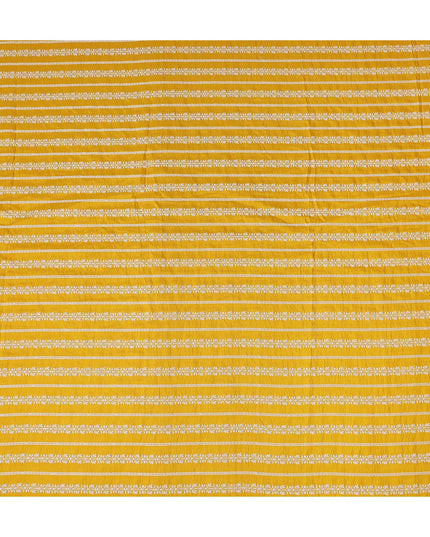 Mustard Yellow Stripe Embroidered Cotton Voile 110cm