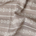 Taupe Beige Stripe Embroidered Cotton Voile 110cm