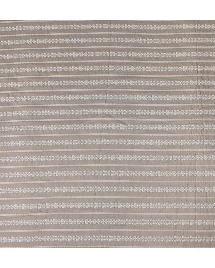 Taupe Beige Stripe Embroidered Cotton Voile 110cm