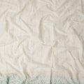 White Turquoise Stripe Floral Border Voile 140cm