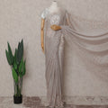 Moss Green Paisley French Chantilly Lace Saree