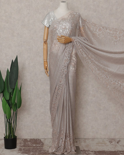 Moss Green Paisley French Chantilly Lace Saree