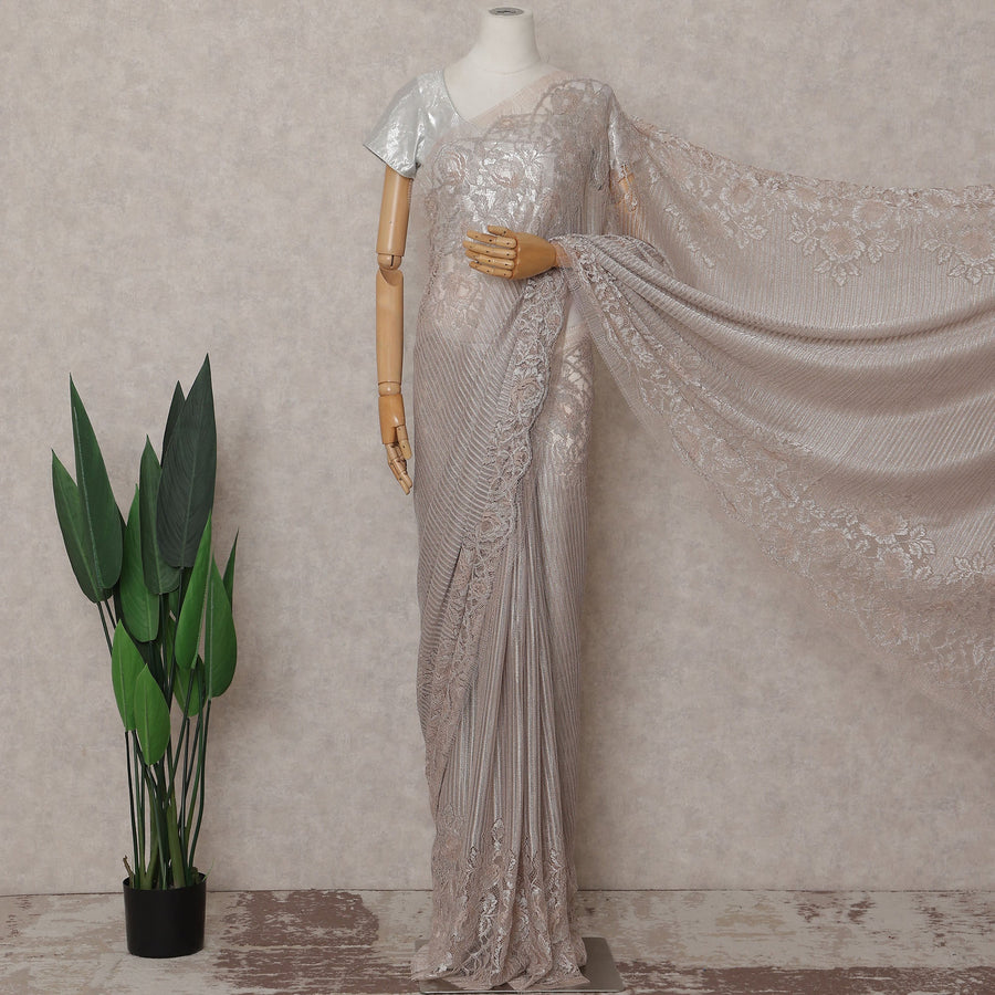 Moss Green Paisley French Chantilly Lace Saree