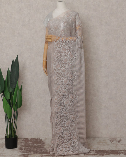 Moss Green Paisley French Chantilly Lace Saree
