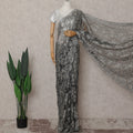 Sage Olive Green Paisley French Chantilly Lace Saree