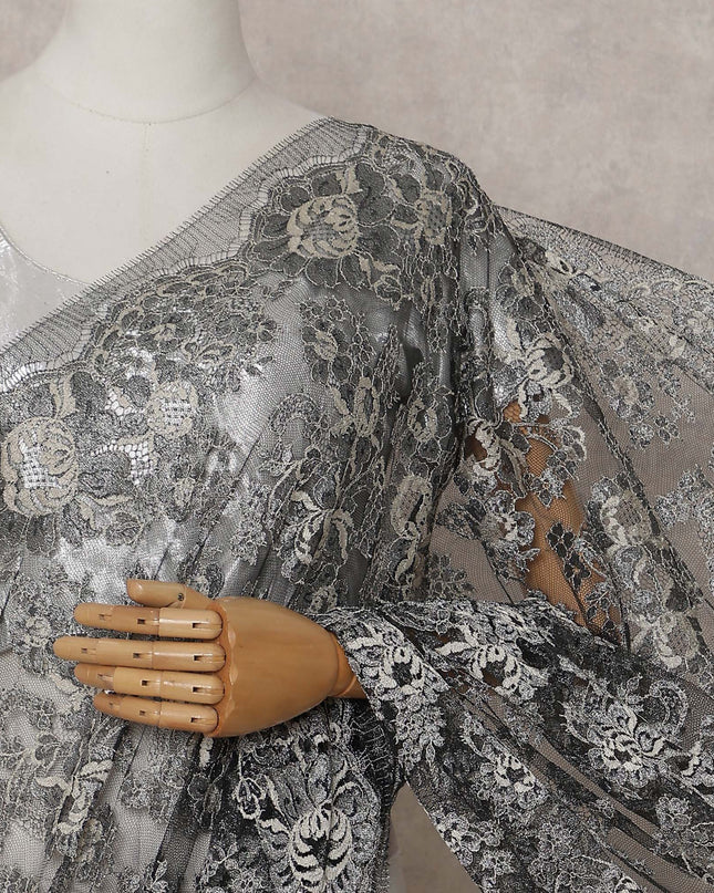 Sage Olive Green Paisley French Chantilly Lace Saree
