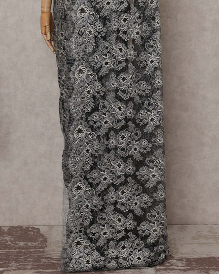 Sage Olive Green Paisley French Chantilly Lace Saree
