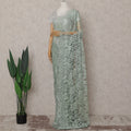 Mint Green Floral French Chantilly Lace Saree