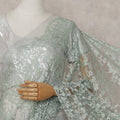 Mint Green Floral French Chantilly Lace Saree