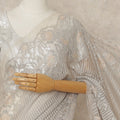 Beige French Metallic Chantilly Lace Saree