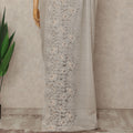 Beige French Metallic Chantilly Lace Saree