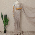 Pink French Metallic Chantilly Lace Saree