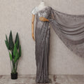 Gunmetal Grey Chantilly Lace Saree - D31689