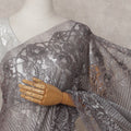 Gunmetal Grey Chantilly Lace Saree - D31689