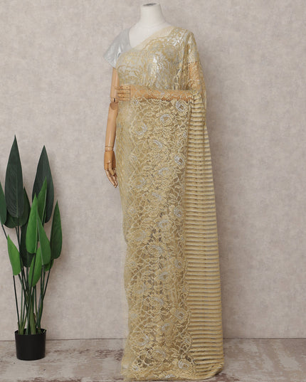 Antique Gold Chantilly Lace Saree - D31667