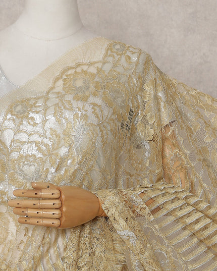 Antique Gold Chantilly Lace Saree - D31667