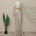 Green French Metallic Chantilly Lace Saree