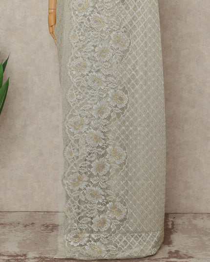 Green French Metallic Chantilly Lace Saree