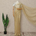 Gold French Metallic Chantilly Lace Saree