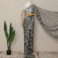 Black French Metallic Chantilly Lace Saree