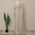 Beige French Metallic Chantilly Lace Saree