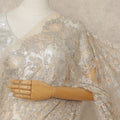 Beige French Metallic Chantilly Lace Saree