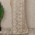 Beige French Metallic Chantilly Lace Saree