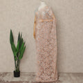 Peach French Metallic Chantilly Lace Saree
