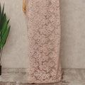 Peach French Metallic Chantilly Lace Saree