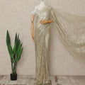 Gold French Metallic Chantilly Lace Saree