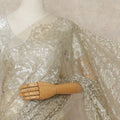 Gold French Metallic Chantilly Lace Saree