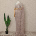 Beige French Metallic Chantilly Lace Saree
