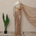 Brown French Metallic Chantilly Lace Saree