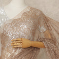 Brown French Metallic Chantilly Lace Saree