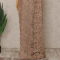 Brown French Metallic Chantilly Lace Saree