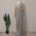Dove Grey Chantilly Lace Saree - D31677