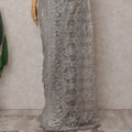 Dove Grey Chantilly Lace Saree - D31677